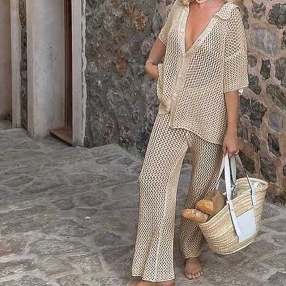 Apricot Crochet Cover-Up – Size L (8/10)